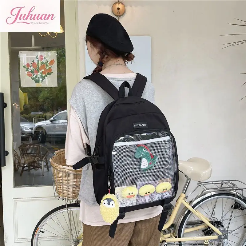 2025 Fashion Popular ItaBag High-capacity Canvas Transparent Backpacks for Women Teenage Girls Clear School Bag сумка Bolsas