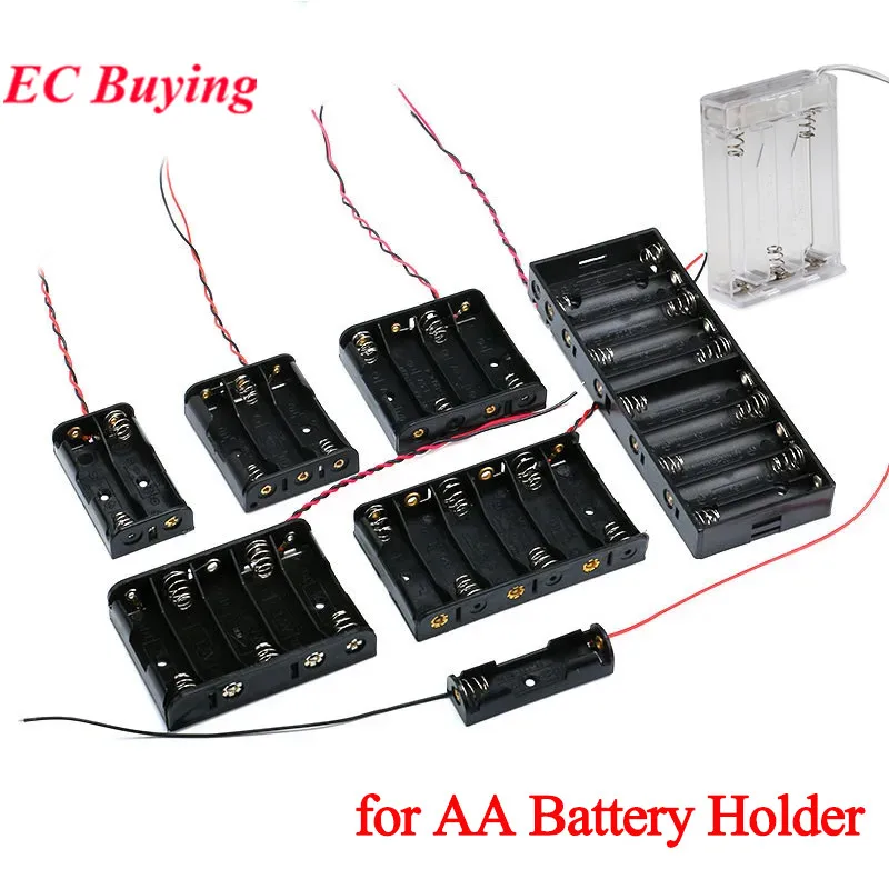 1X 2X 3X 4X 5X 6X 8X 10X AA Battery Holder Storage Box Case AA Power Bank Case 1 2 3 4 Slot Battery Container With Cable Wire