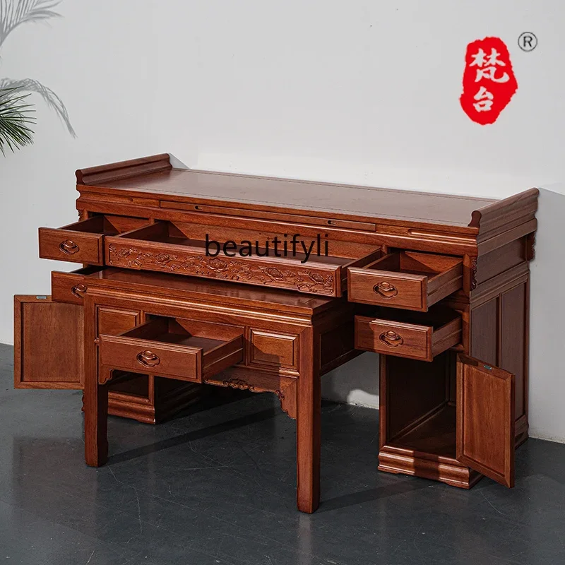 Solid wood offering table Buddha table Household Buddhist hall, temple gongtai hall house strip case incense table