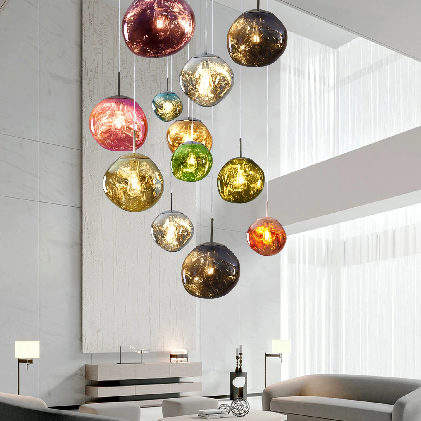 Lampe suspendue en lave design Villa de luxe escalier duplex Bar nordique moderne créatif salle à manger salon éclairage suspendu