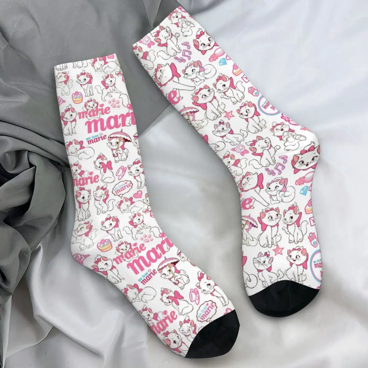 Women Men Socks Cute Kitty Heart Marie Cat Kawaii Stockings Winter Harajuku Warm Soft Socks Graphic Outdoor Anti-Slip Socks