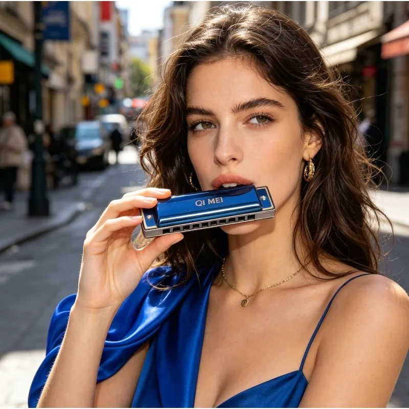 

10 Hole C-key Blues Harmonica, Adult Practice Playing Harmonica, Blue Harmonica Casual Playing Harmonica Instrument