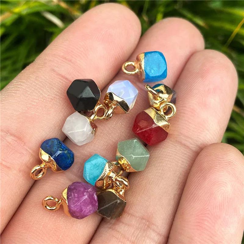 Pendentif améthystes en petite pierre naturelle, 5 pièces, Quartz, cristal, accessoires pour la fabrication de bijoux, collier, boucle d'oreille, vente en gros