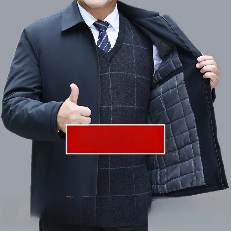 

Thiened Cotton Jaet for Middle-Aged Men Casual Collar Outerwear Autumn Winter Spring Large Size Casual Faion Ci Sle