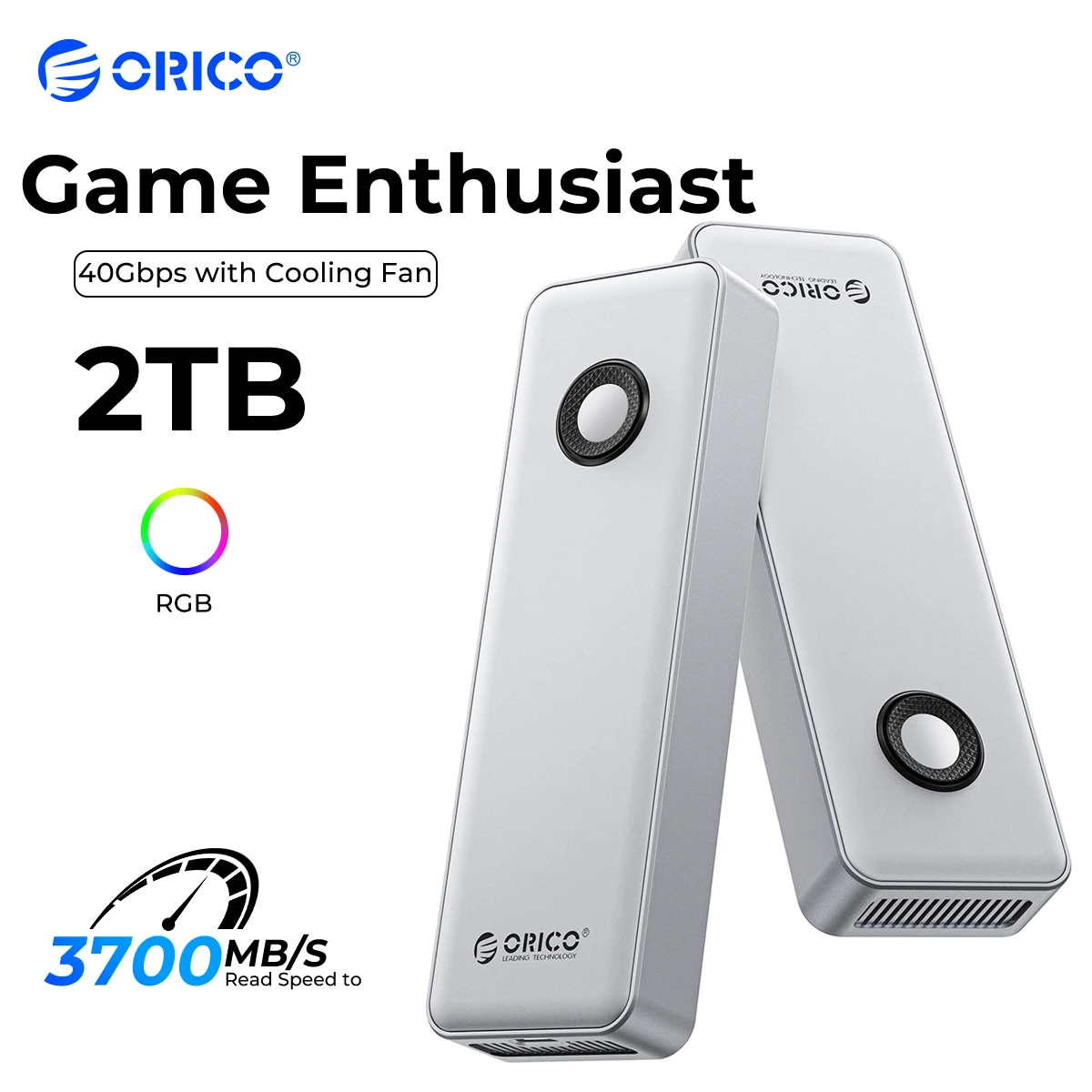 

ORICO RGB 40Gbps External Portable Solid State Drive for Laptop PC 512GB/1TB/2TB/4TB NVMe Game PSSD Built-in Cooling Fan