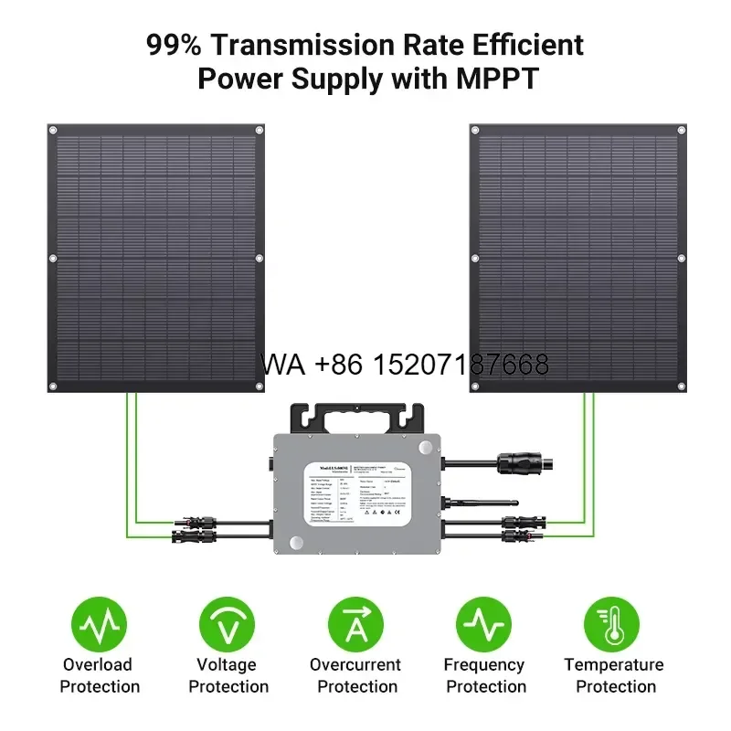 Wmwmnu 800W Balcony Solar System with WiFi Micro Inverter and Flexible Solar Panels Plug and Play Home Solar Kit