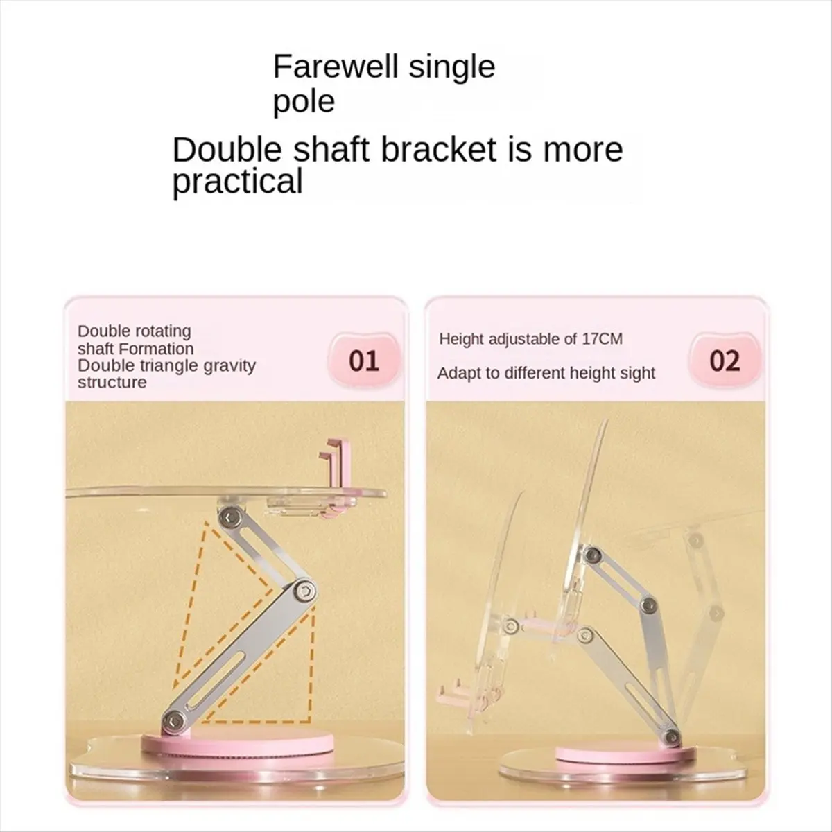 High-quality PC accessories in Stock Tablet Bracket Holder Adjustable Folding Transparent Acrylic yellow