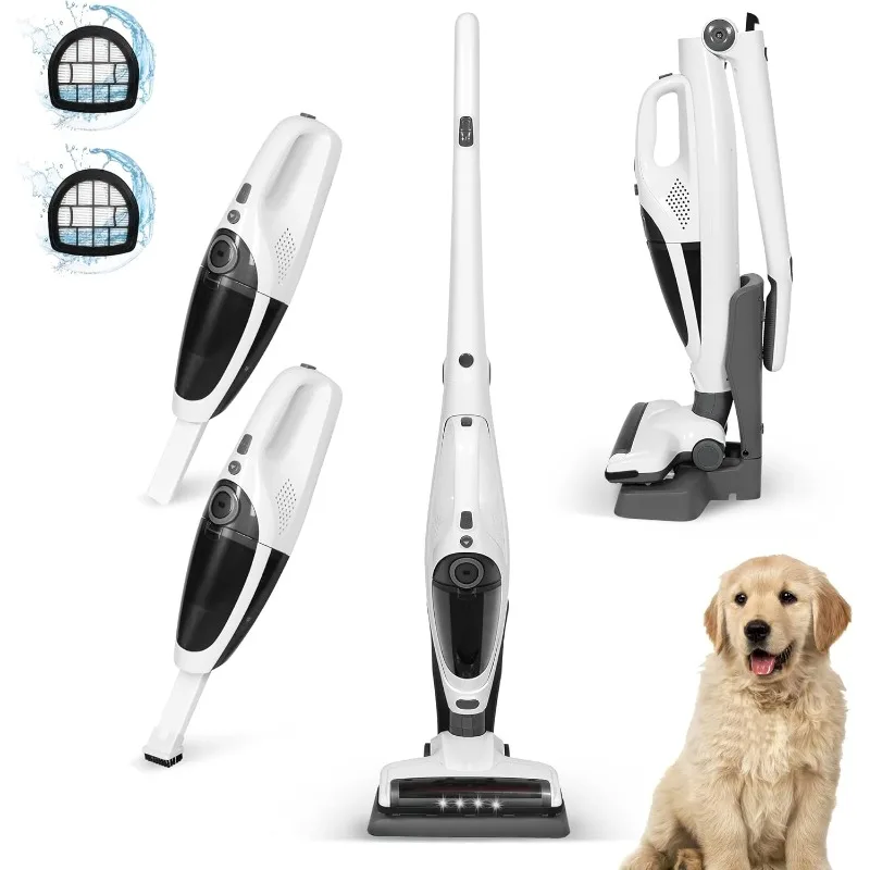 Intercleaner 4 in 1 Handheld & Stick Cordless Vacuum Cleaner, 2-Speed Powerful Suction Lightweight with LED Bagless Stick Vac