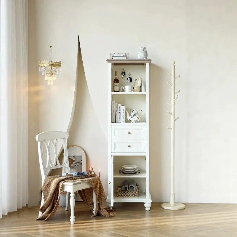 Small American rural all-solid wood high cabinet bookcase