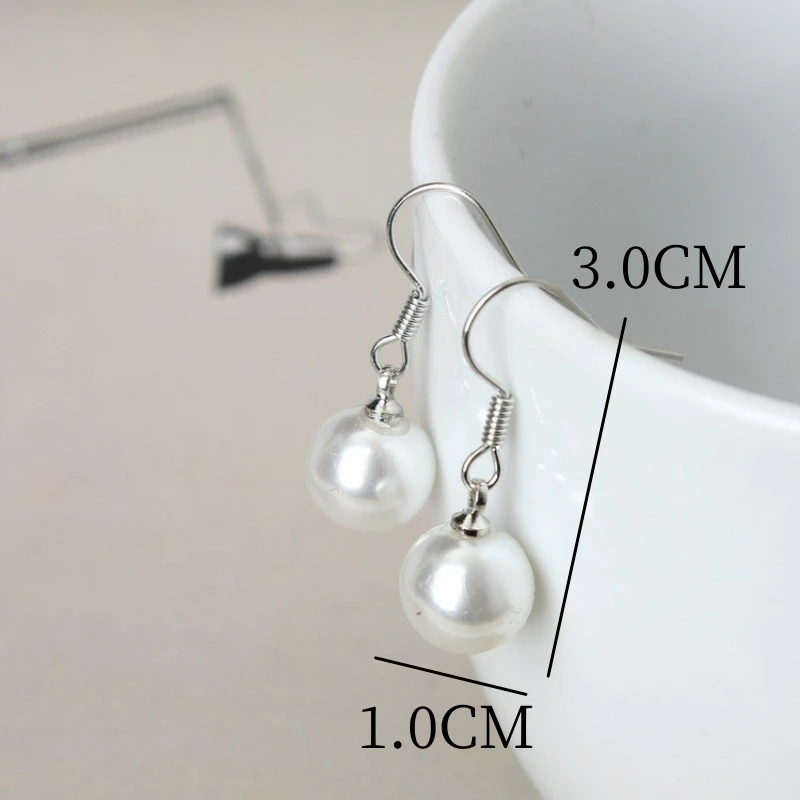 Round Imitation Pearl Drop Earrings for Women Pendientes Waterdrop Pendant Ear Jewelry Trend Creative Accessories