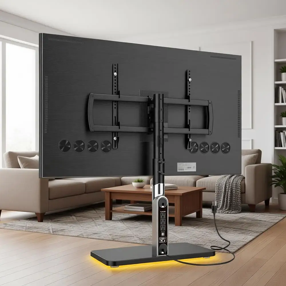

Настольное крепление для телевизоров и мониторов OLED/LED 50-90 дюймов, регулируемая высота, подсветка, выдерживает до 68 кг, черный, 600x400 мм