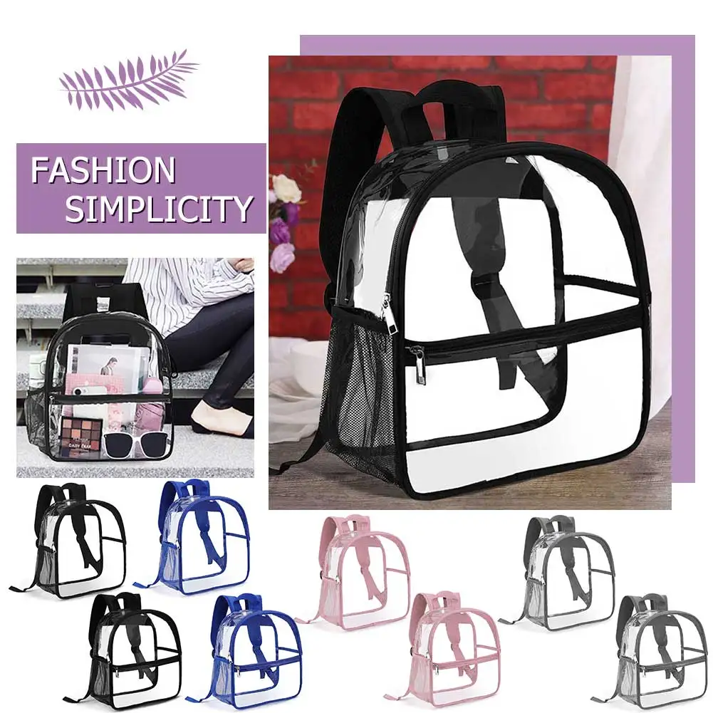 Students School Bag Stadium Approved Transparent PVC Women Travel Backpack Multi-function Fashion Casual Storage Backpack