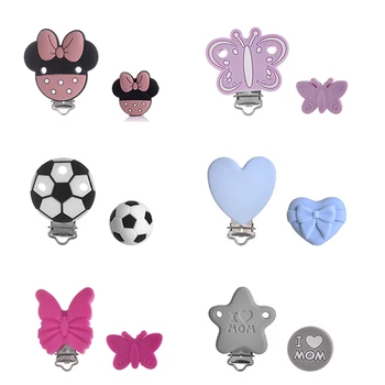 2 pçs/set animal dos desenhos animados mordedor colar contas de silicone chupeta clipe diy artesanal manequim titular corrente para enfermagem dentição brinquedos