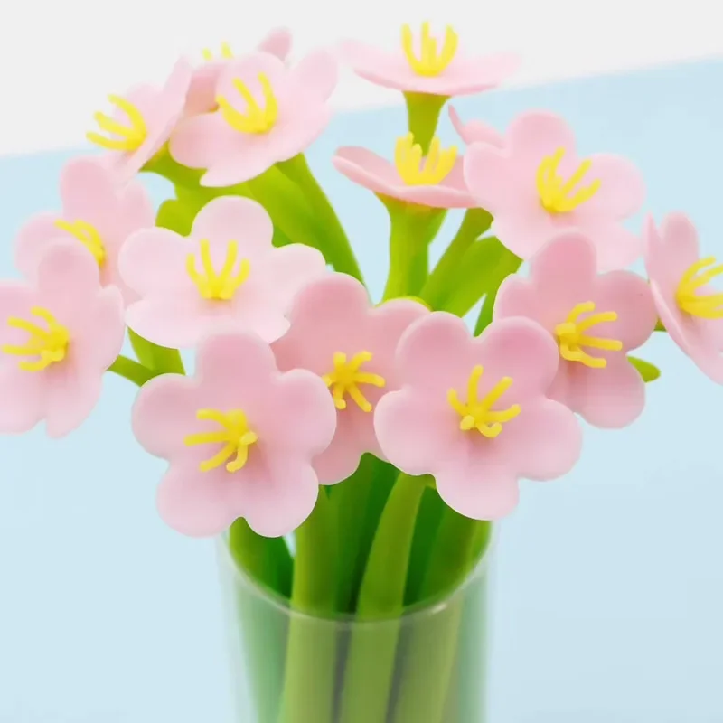 

48 шт., силикагелевая ручка с цветком персика, студенческая креативная ручка с имитацией цветов, каваи, школьные принадлежности, канцелярские принадлежности