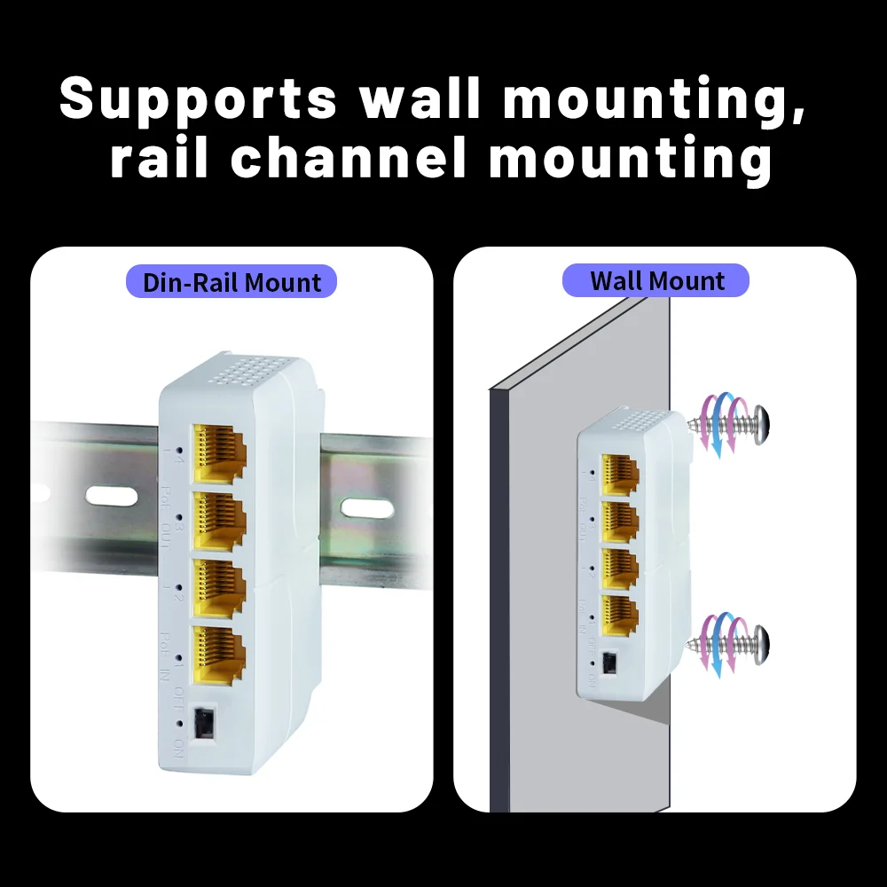 4 Port 1000M POE Extender Gigabit Network Switch Repeater IEEE802.3af/at Plug&Play for PoE Switch NVR IP Camera AP