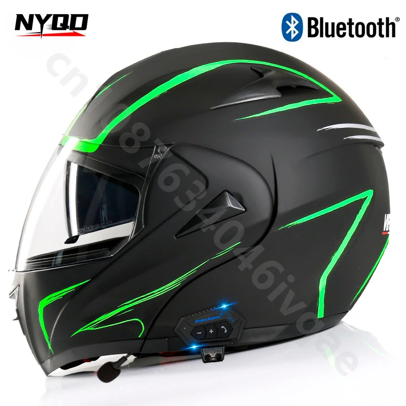 VIRTUE 808 Motorcycle Riding Bluetooth Capacete Flip-up Helmet Double Lens Carbon Fiber Pattern Cascos Para Motos