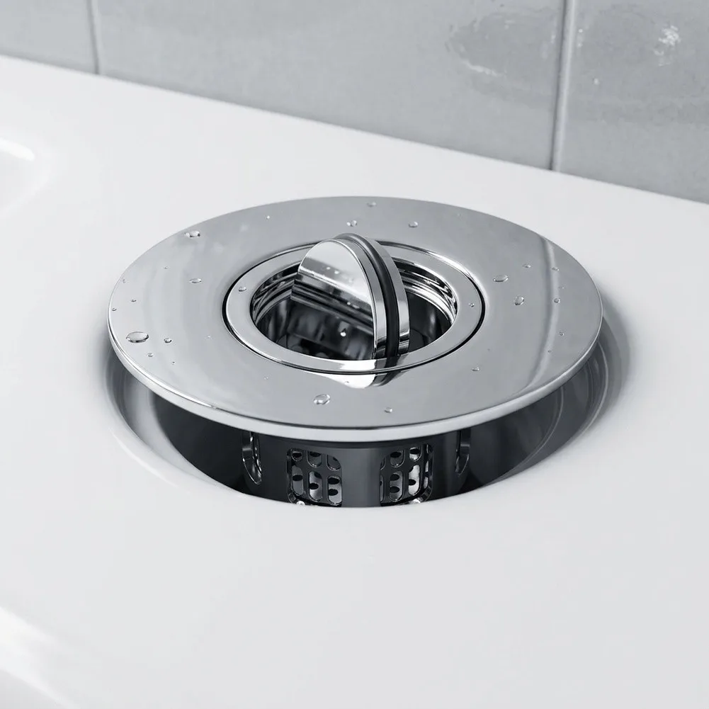 Flush Mount Bathtub Drain Stopper 4 in 1 Flip Cover Stainless Steel Hair Catcher No Tools Needed for Standard Drain Silver