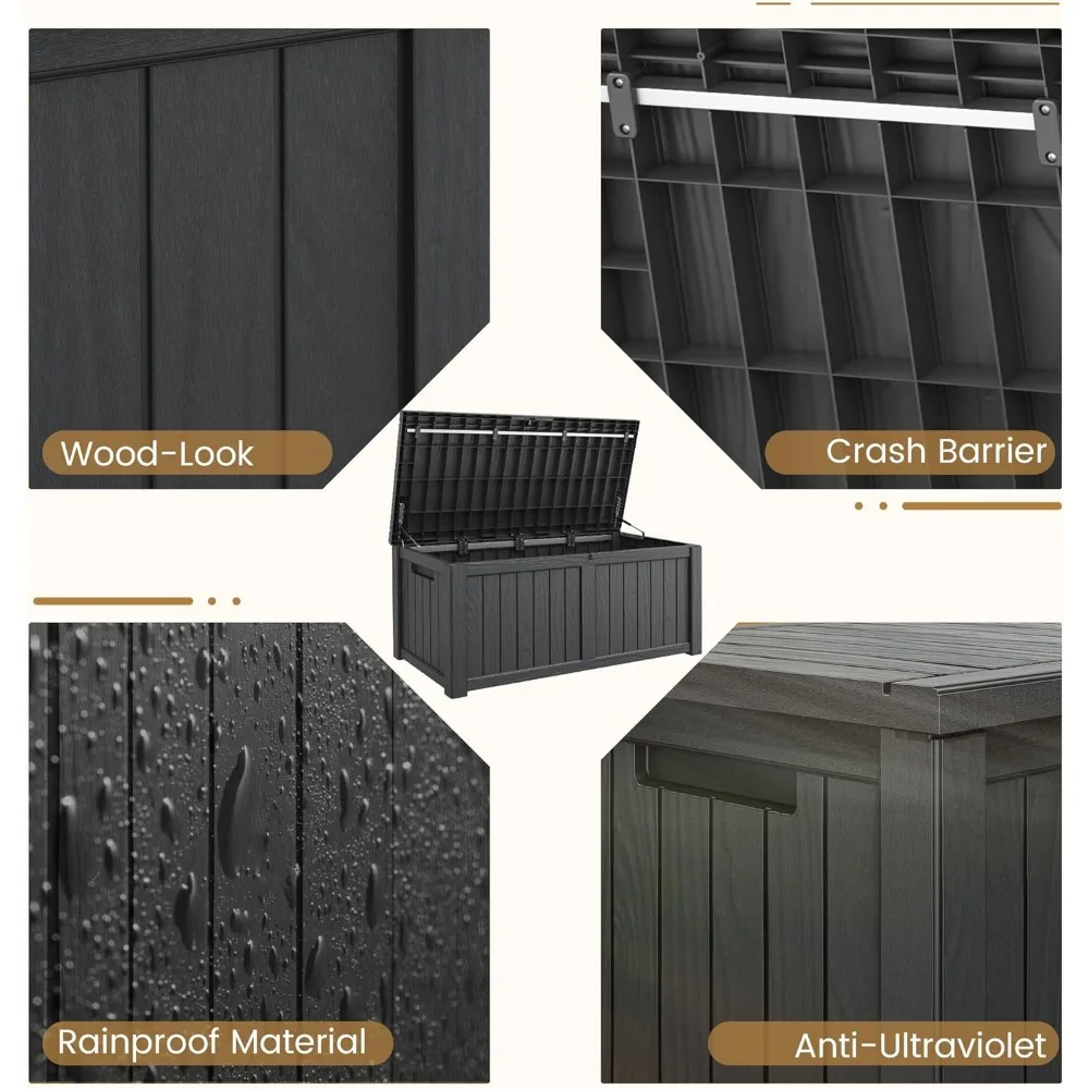 120 галлонов ящик для хранения на открытом воздухе, запираемый для патио, водонепроницаемый для мебели, садовых инструментов, спортивного оборудования и принадлежностей для бассейна