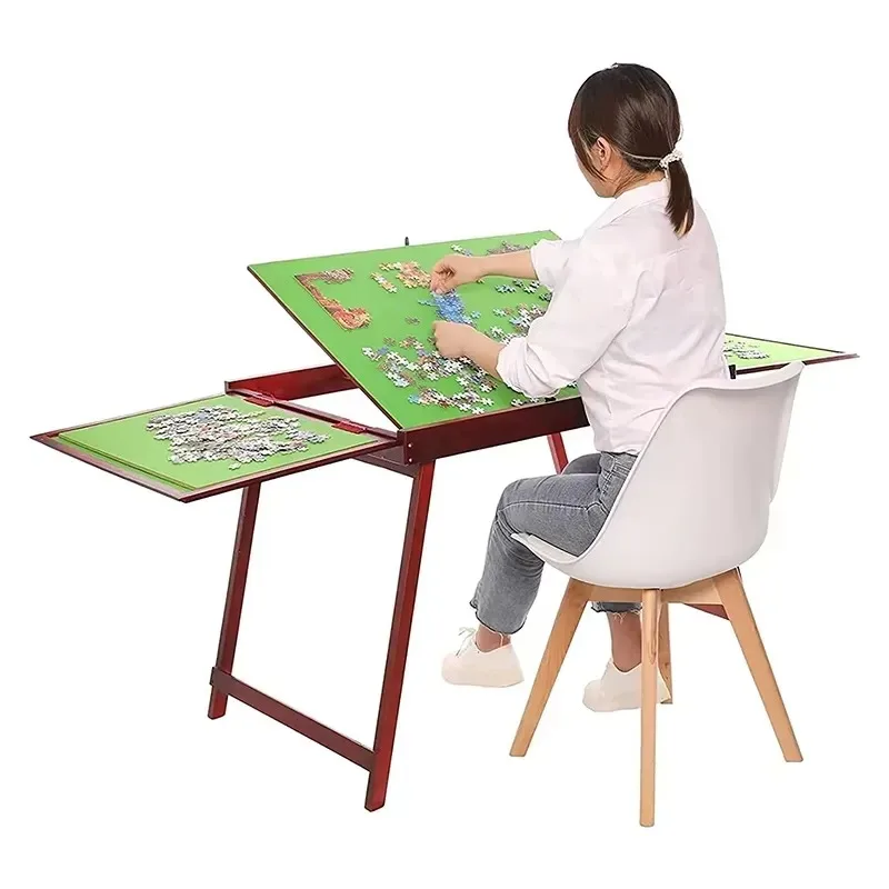 Foldable Puzzle Table with Tiltable Top and Wooden Backing Board Storage for 1000 Piece Jigsaw Puzzles
