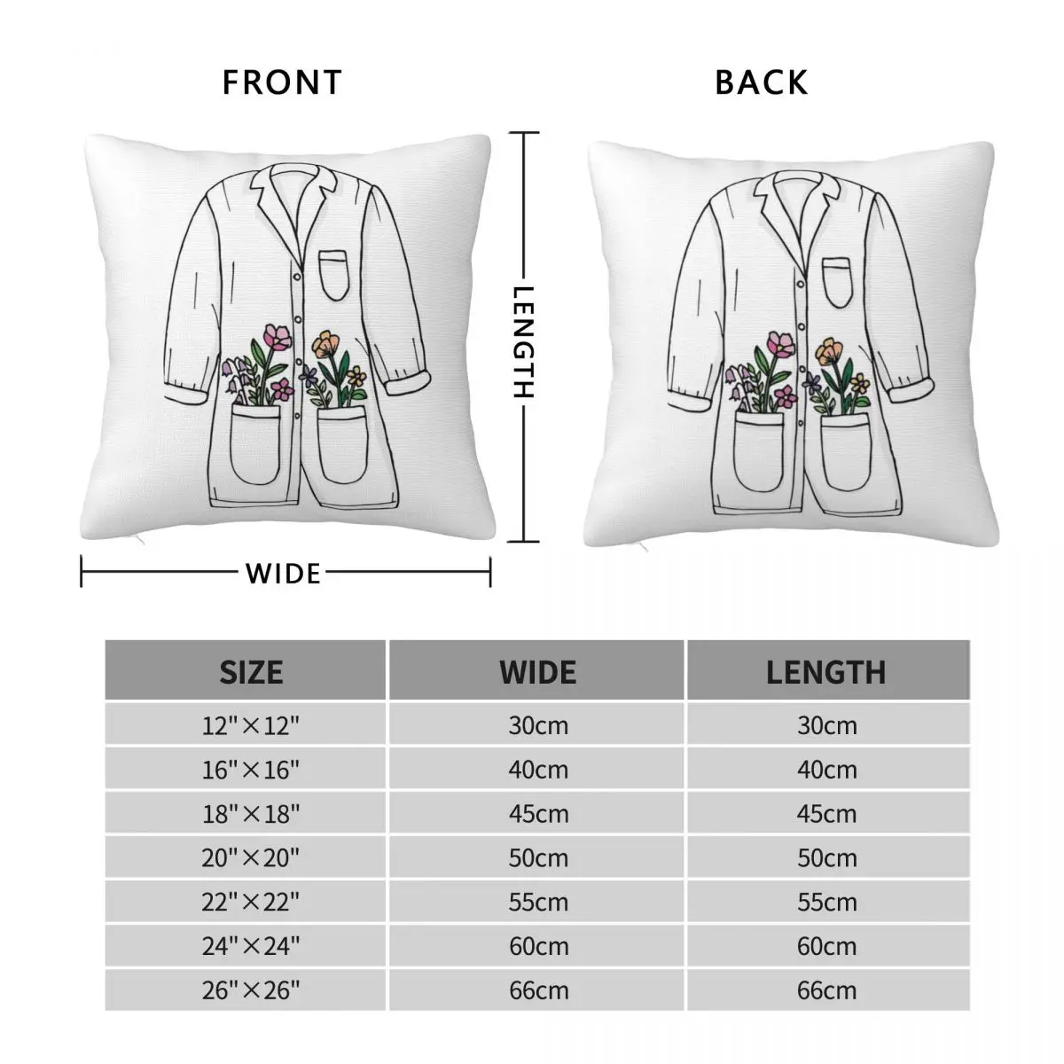 Lab Coat And Flowers Square Pillowcase Pillow Cover Polyester Cushion Decor Comfort Throw Pillow for Home Bedroom