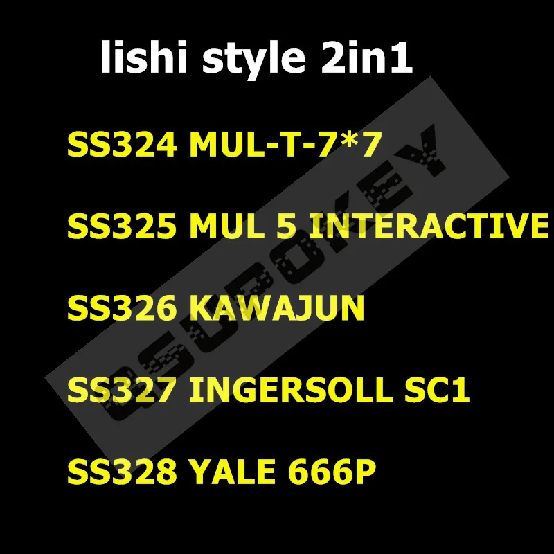 

Новая скидка Lishi style 2 в 1 SS324 SS325 SS326 SS327 для MULT lock для KAWAJUN для YALE666P для GTR N-ssian для замка Израиля