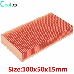 Pure Copper Heatsink 100x50x15mm Skiving Fin Heat Sink Radiator for Electronic RAM Chip LED VGA Cooling Cooler
