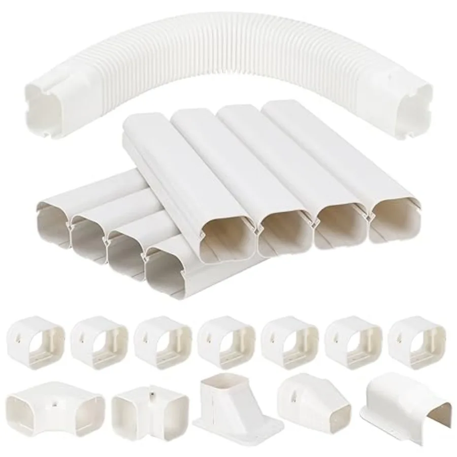 

Mini Split Line Set Cover, 3" 13.5 Feet Decorative PVC Line Set Cover Kits for Ductless Mini Air Conditioners and Heat Pumps wi