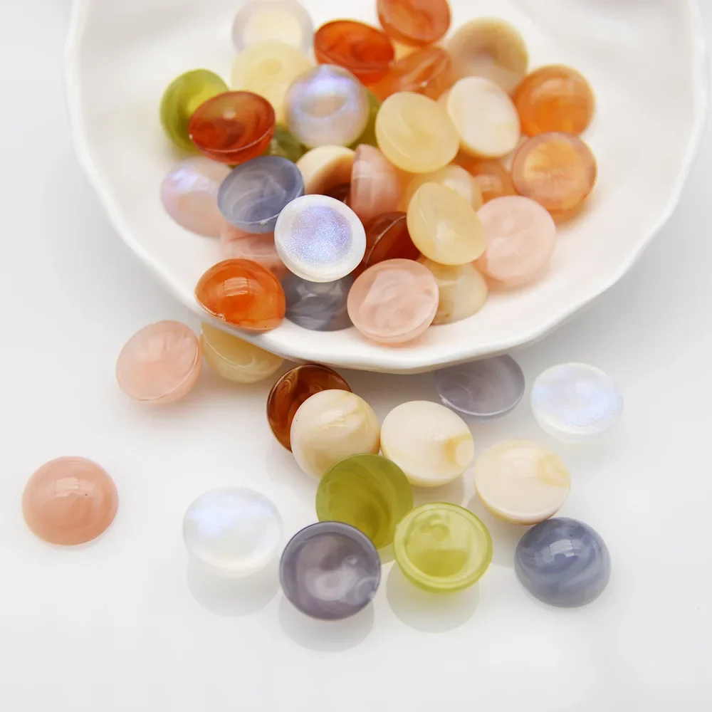 20 Pieces  7 * 14mm Jelly Colored Semi Circular Non Porous Acrylic Beads  DIY Charm Manufacturing Jewelry Phone Case Accessories