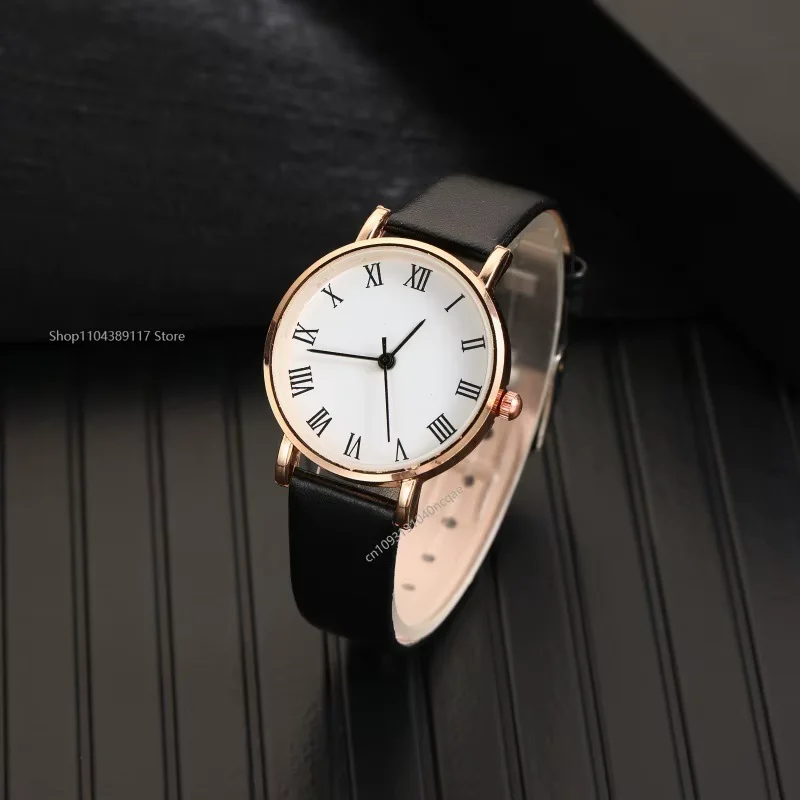 2PCS/Set Women's Watch Shiny Fashion PU Leather Analog Quartz Watches Luxury Women Simple Dial Ladies Watches Reloj Mujer