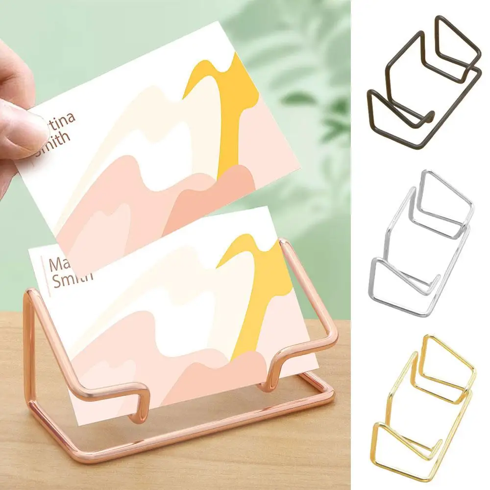 New Desktop Business Card Holder Organizer Office Desk Display Name Card Stand Tabletop Shelf Modern Metal Card Holder Storage