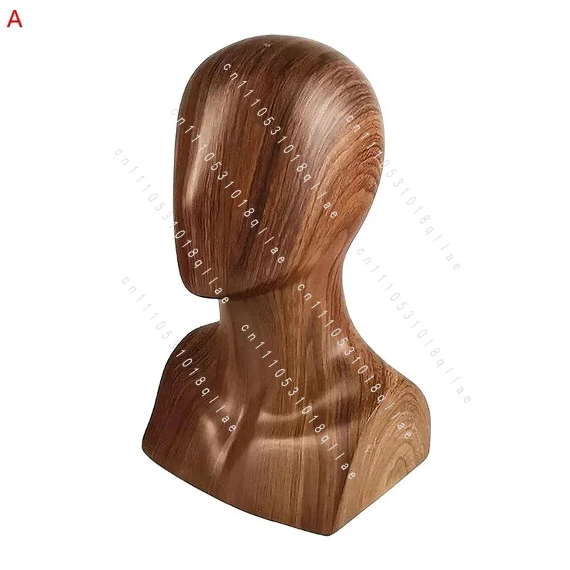 1 Piece Wood Grain Wig Head Stand Mannequin Headhat Display Stand Wig Holder for Wigs Hats Caps