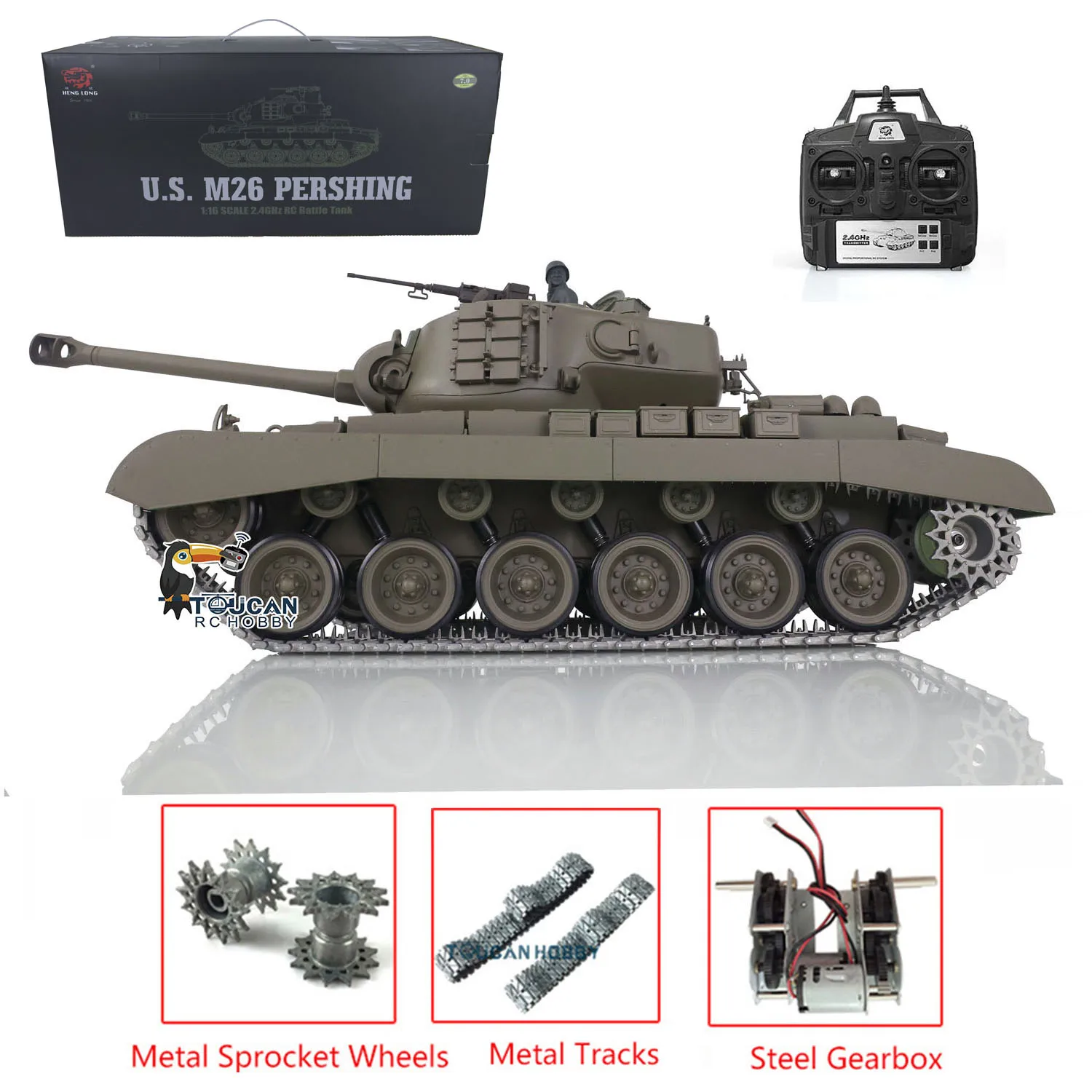 Heng Long 1/16 Scale 7.0 Upgraded M26 Pershing RTR RC Tank 3838 Metal Tracks Cars Vehicle TH17304