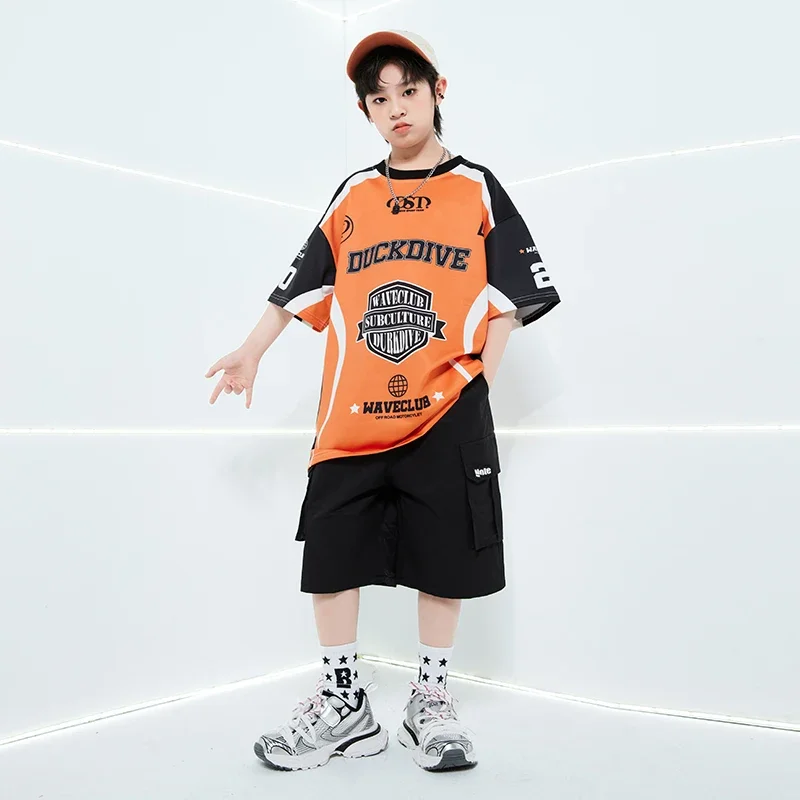 Ballsaal Hip Hop Jungen T-shirt Street Dance Cargo-Shorts Mädchen Sommer Kühlen Streetwear Kinder Kleidung Sets Kinder Bühne Kostüme