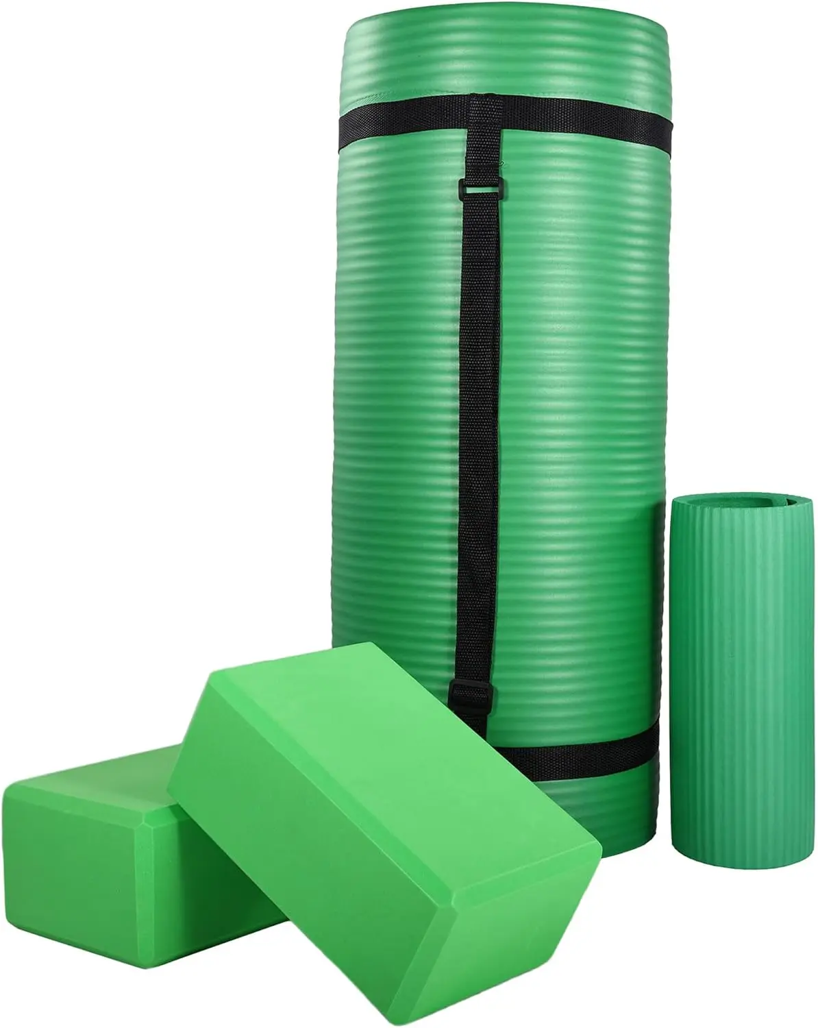 

71x24 Inch Extra Thick Yoga Mat Set with Knee Pad & Blocks - Non-Slip Foam for Home, Studio, Gym Workouts