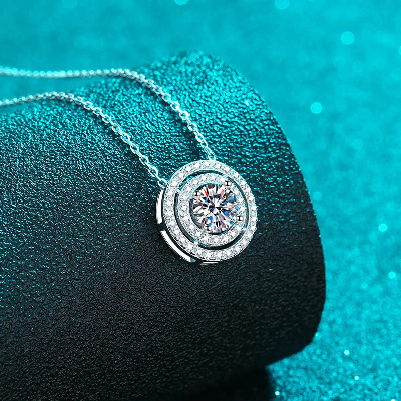 Luxury Double-row Full Pave Lab Grown Diamond 0.5ct 1ct 2ct Moissanite Pendant S925 Sterling Silver Necklace Jewelry