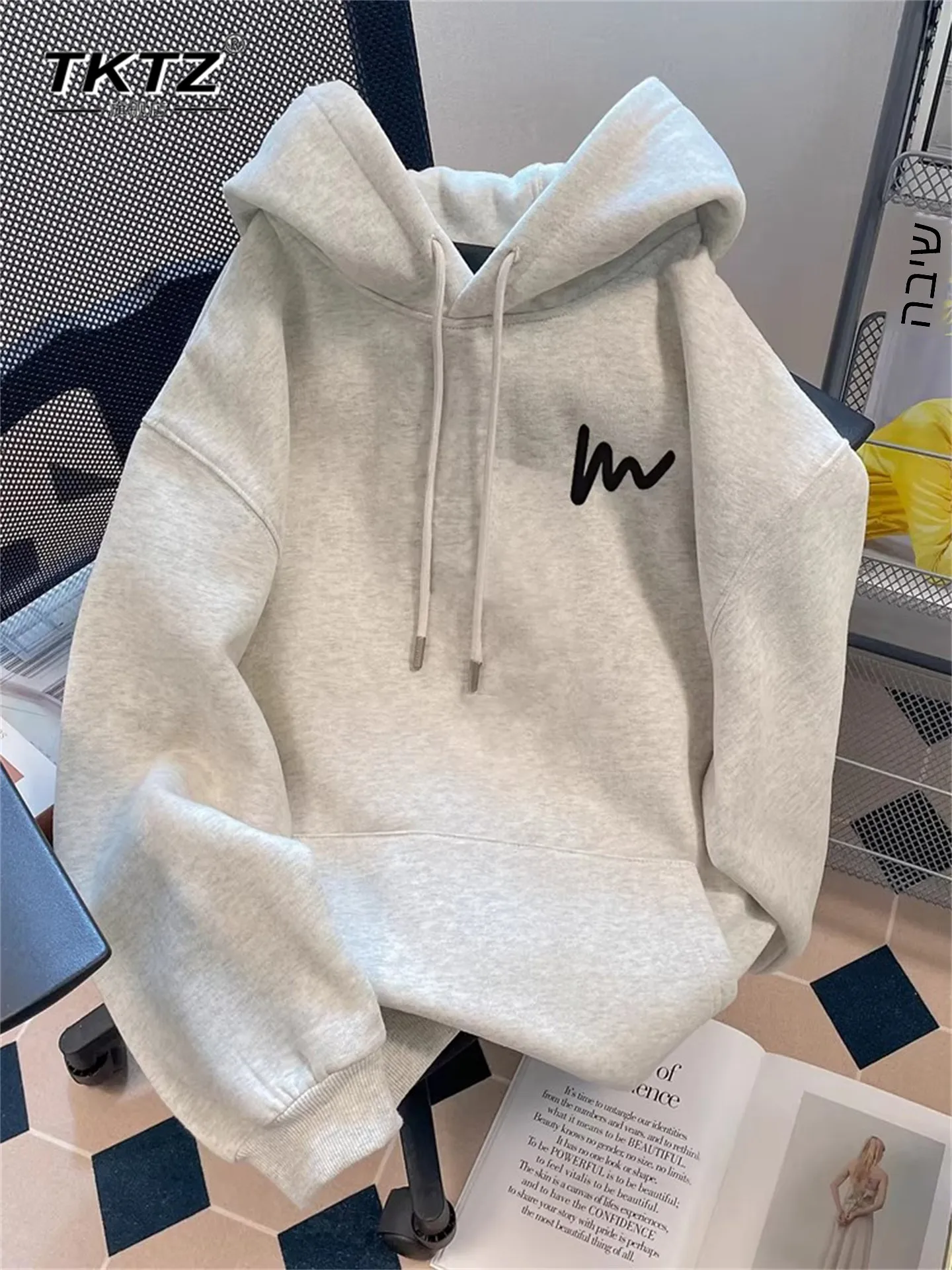 

Gray Hoodie Men's 2026 New Autumn Winter Thickened Loose Overhead Hat Shirt Outerwear Casual Style Business Gentleman Cotton ...