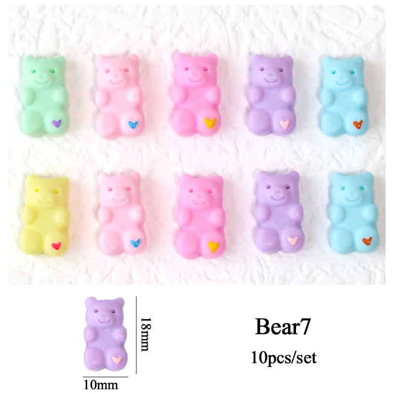 10 Teile/los Kawaii Gelee Gummibärchen Nail art Charms Blume Süße Mixed Candy 3D Luxus Nägel Dekoration DIY Maniküre Zubehör – Detail 7