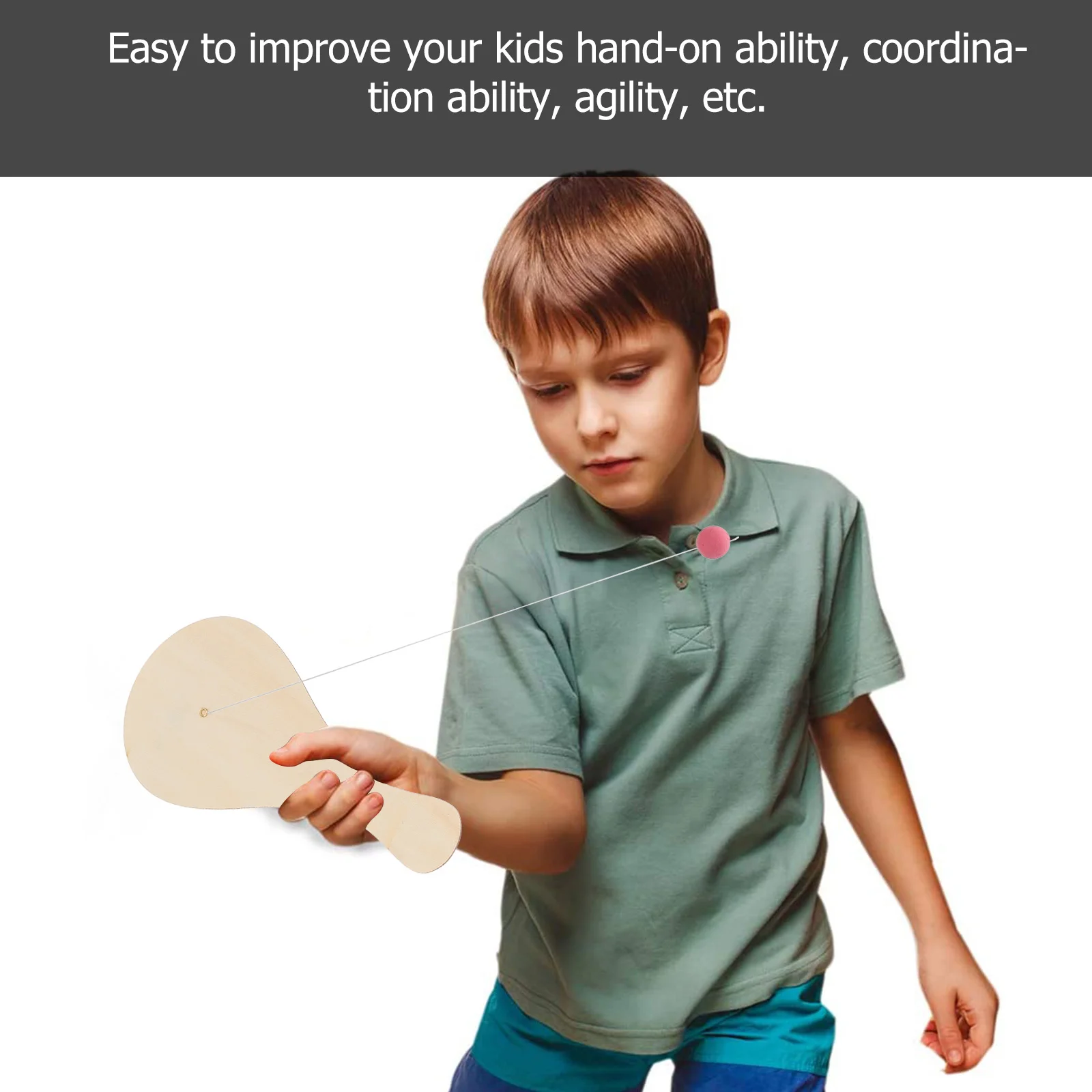 Coloring Painting White Billet Wooden Racket Paddle Ball Elasticity Toddler