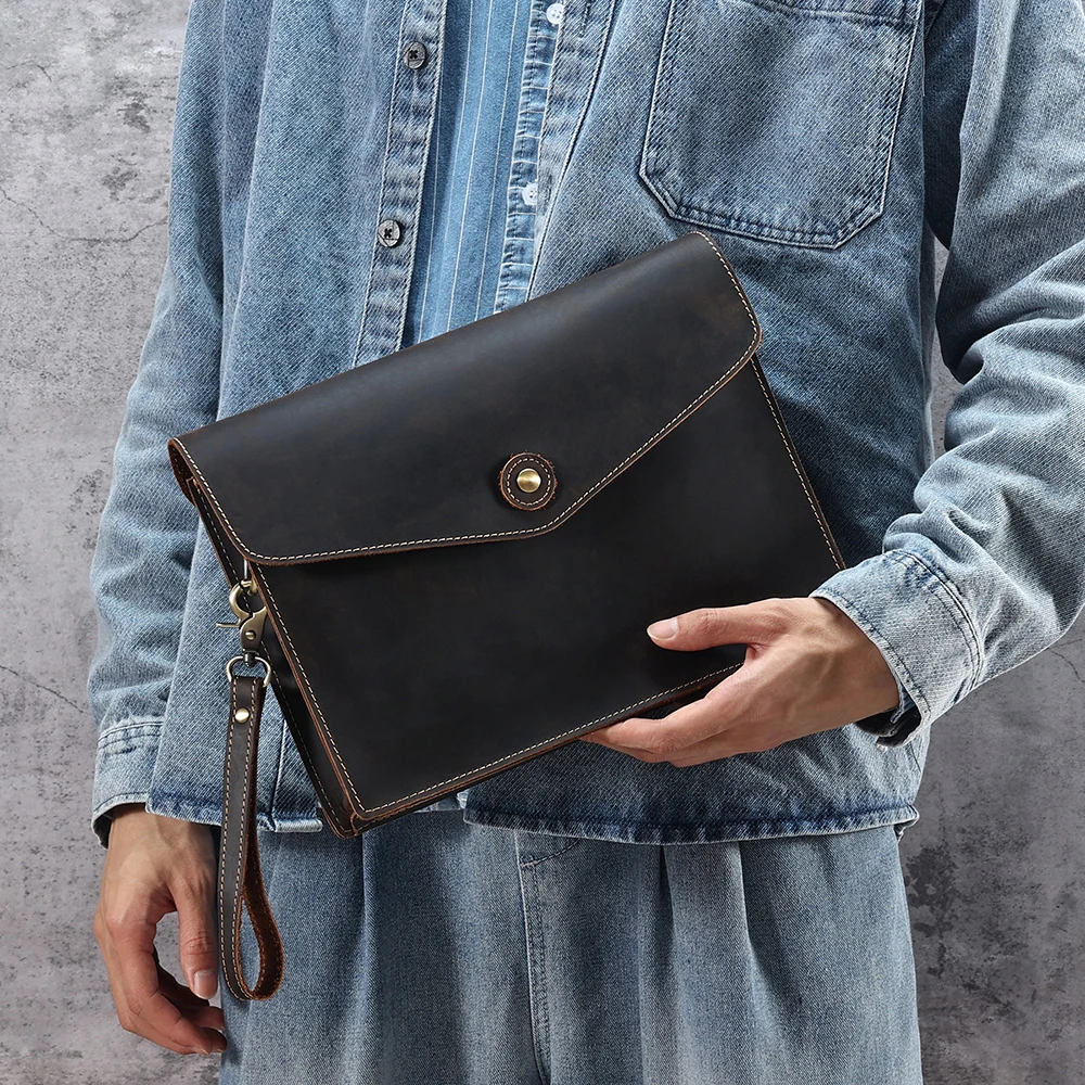 Mannen Gek Paard Lederen Crossbody Tas Cowhide Retro Schoudertas Voor Mannen Echt Lederen Postbode Tas