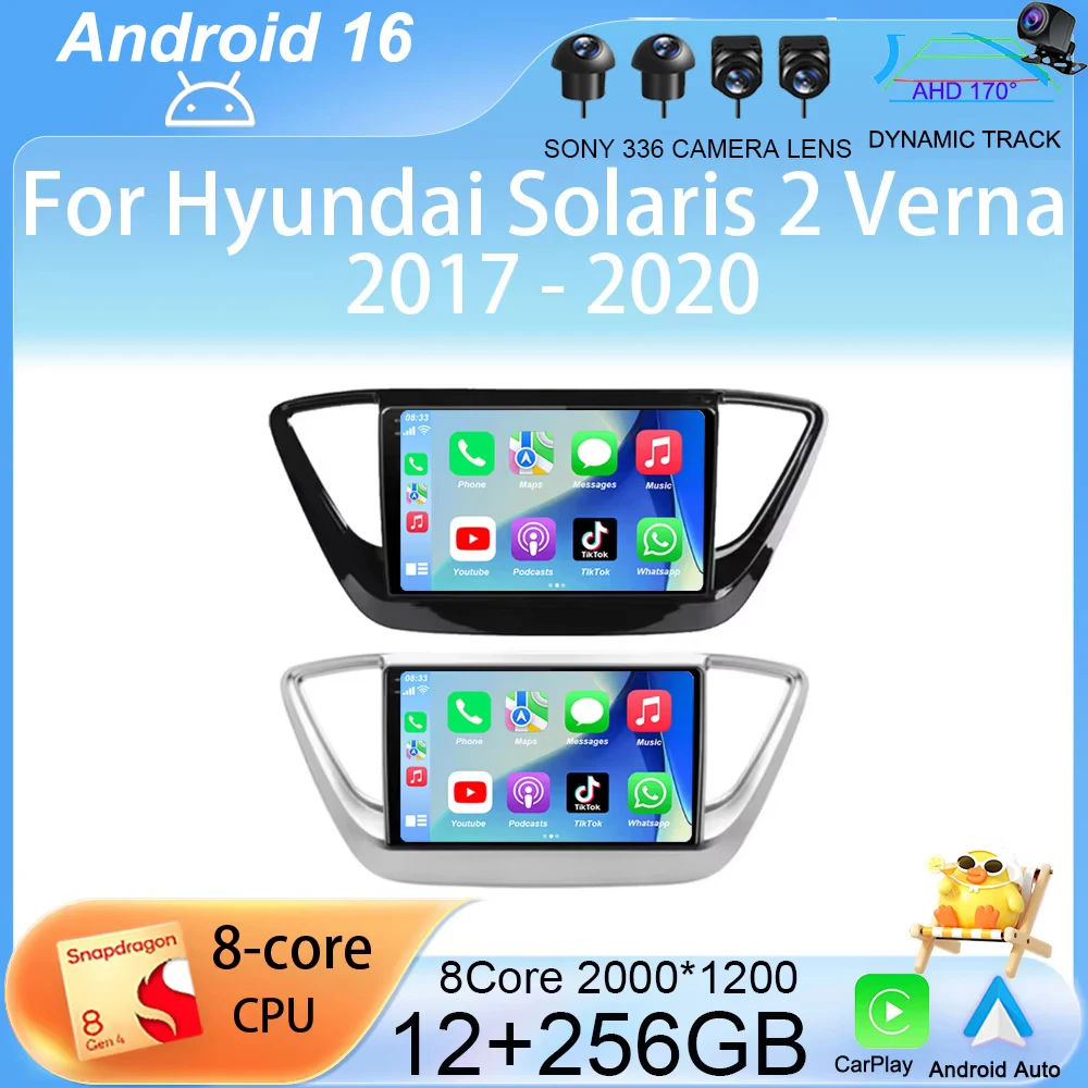 

Автомагнитола Android 16 Carplay Auto для Hyundai Solaris 2 Verna 2017-2020, GPS-навигация, мультимедийный видеоплеер, 2DIN DVD-ресивер