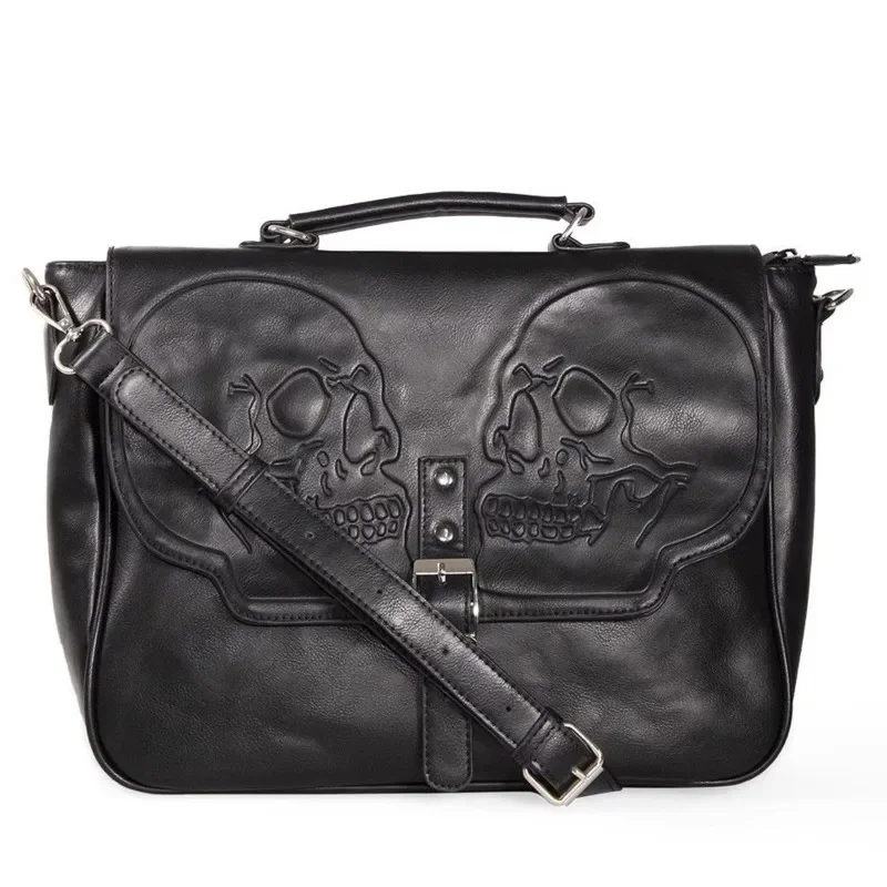 Gothic Skull Punk Style Y2k PU Shoulder Bags Fashion Crossbody Bags Square Splice Pack High Capacity Unisex Package Backpack New