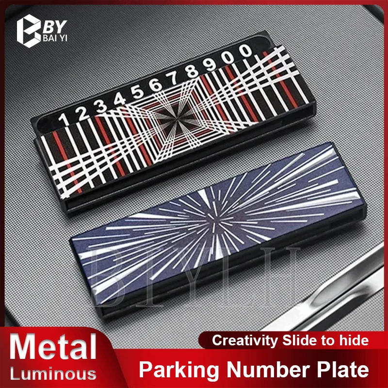 

For TESLA MODEL 3/Y/S/X Car Parking Number Plate Metal Sliding Hidden Temporary Parking Sign Plate car Interior Accessories