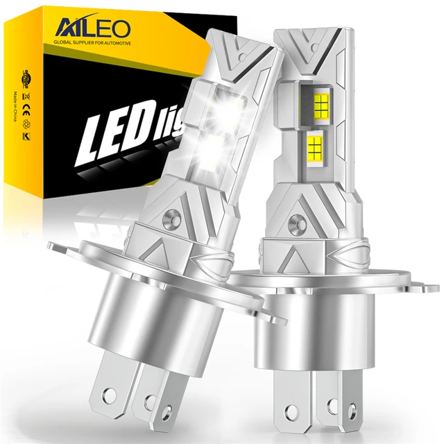 AILEO 2Pcs 200W 20000LM LED Lights H4 Hi/Lo Beam 6500K Headlight Bulb Mini Size Design Wireless For Car Lamp CSP 7035 Chip White