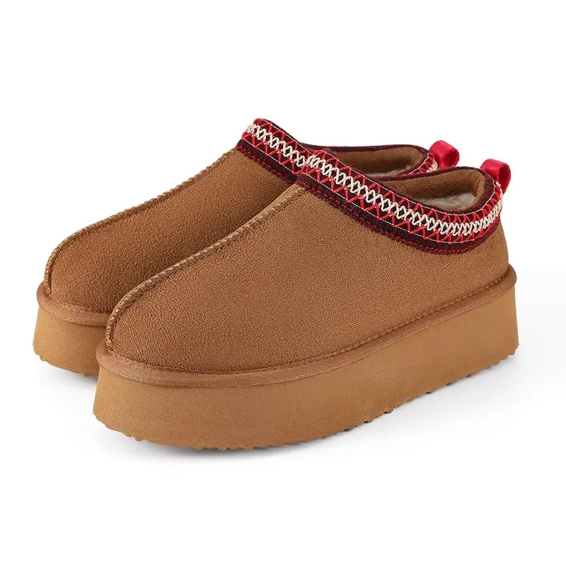 Crestar-Zapatillas de invierno para mujer, zapatos clásicos de marca a la moda, cálidos, con suela gruesa, botas de nieve cortas de felpa para exteriores e interiores