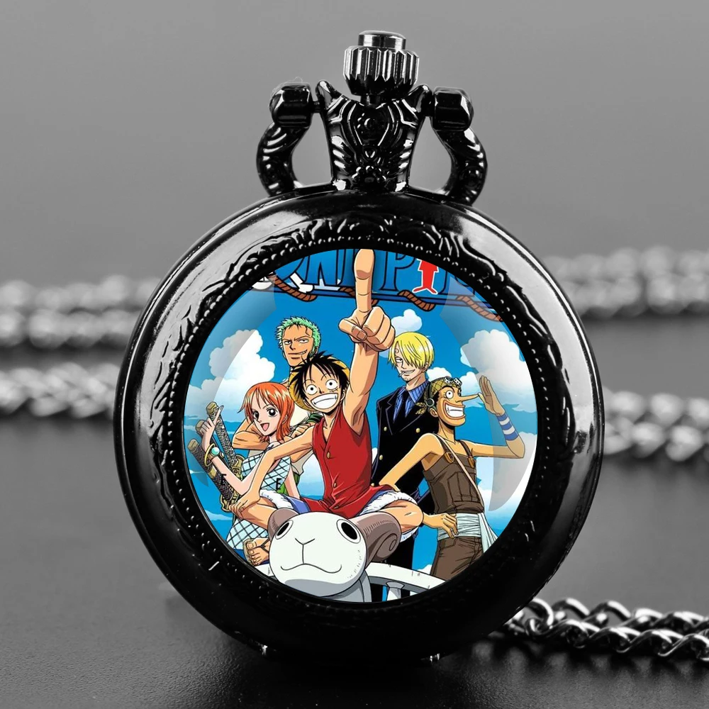 Classic Anime Design Quartz Pocket Watch Gift Set with Durable Chain and Arabic Numeral Face Timeless Present for Boys