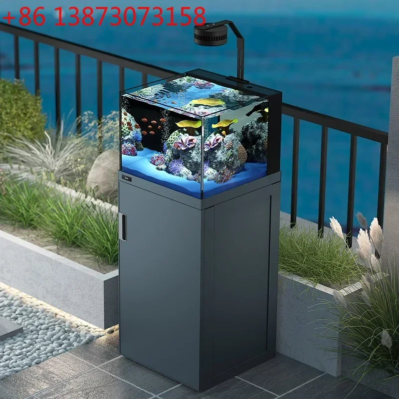 

Bottom filter back overflow small square tank, household living room ultra-white glass ecological aquarium