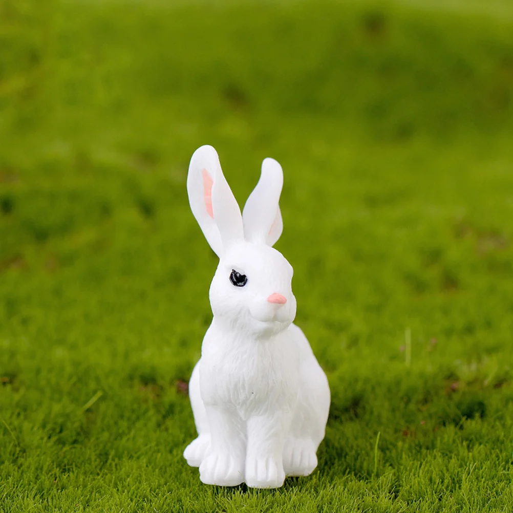 

4 Pcs Resin Rabbit Ornament Bunny Statue Easter Decorations Figurine Mini Model Child