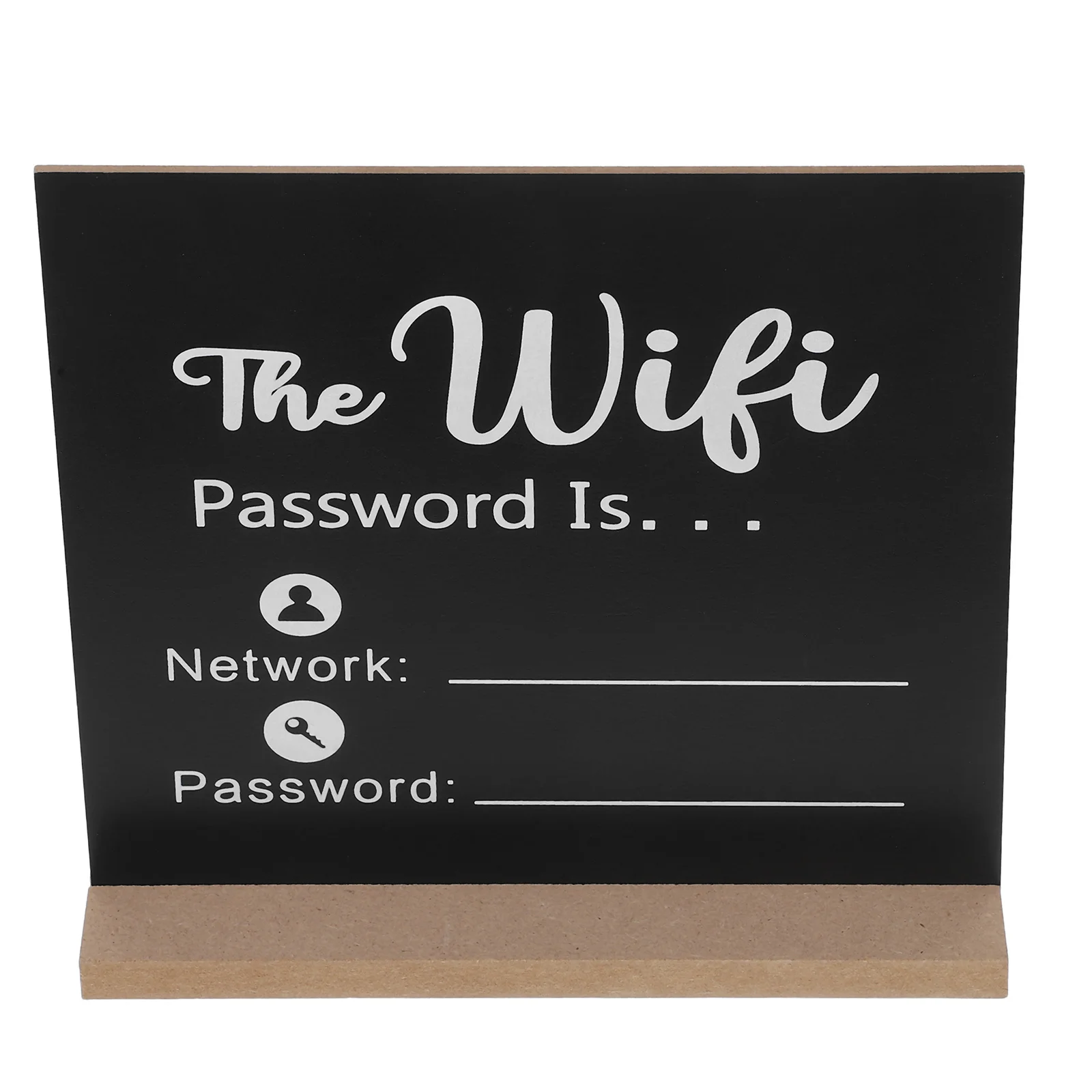 Wireless Network Signage Black Desktop Wifi Password Board With Base For Office Hotel Conference Room Vertical Tabletop