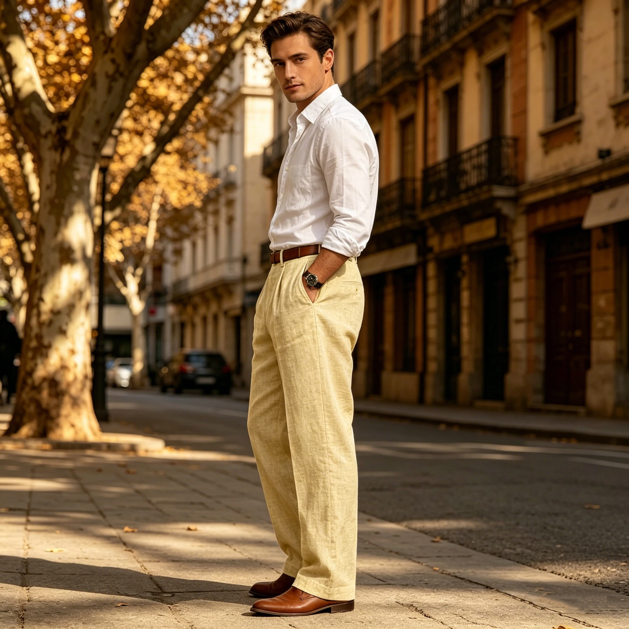 Men's Summer Linen Suit Pants High Waist Pleated Wide Leg Casual Trousers Business Formal  Breathable Loose Fit Straight Pants image 5