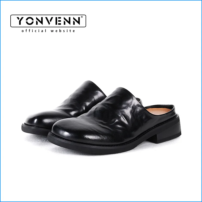 Slippers Birken shoes for men washed cowhide flat-front half-sandals thick-soled casual leather shoe mules and outdoor wear